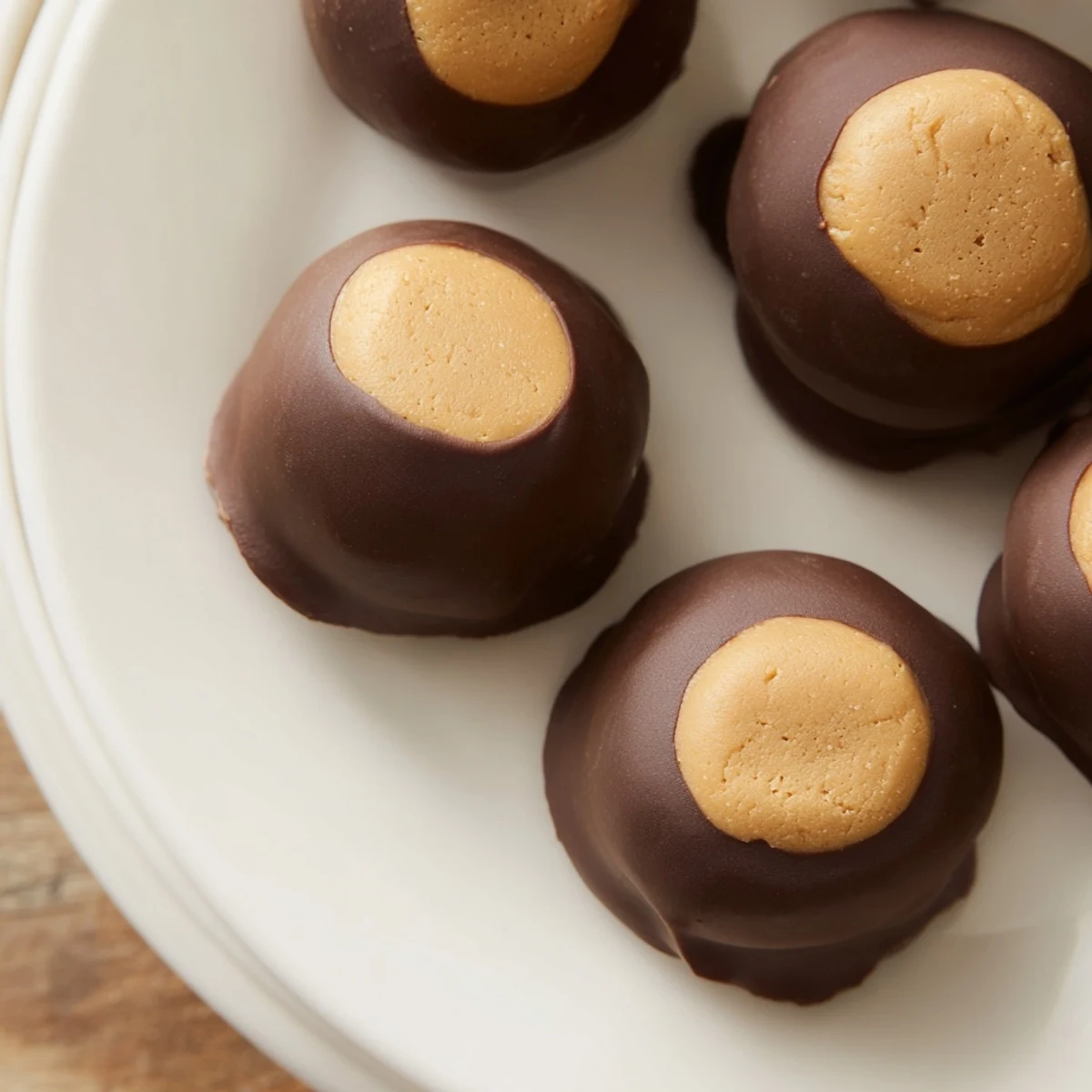 Creamy 3-ingredient peanut butter balls dipped in rich chocolate, a delightful no-bake dessert.