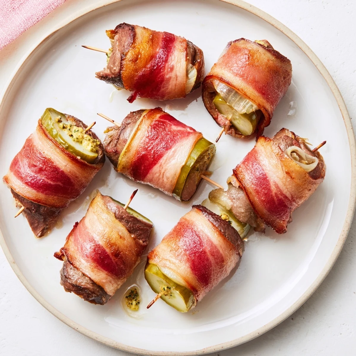 Golden brown Air Fryer Rouladen rolls, wrapped with savory bacon, ready for a comforting German meal.