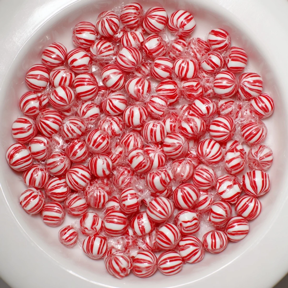 Vibrant photo of a No-Bake Peppermint Candy Bowl, ready to hold treats for a festive holiday.