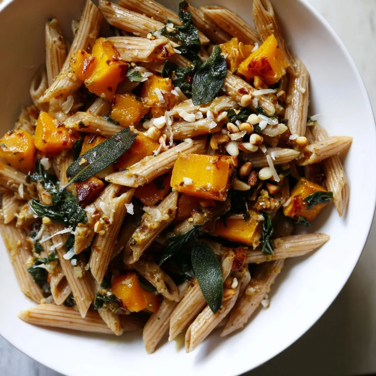 Creamy and delicious, this butternut squash and sage brown butter pasta recipe is Italian-inspired.