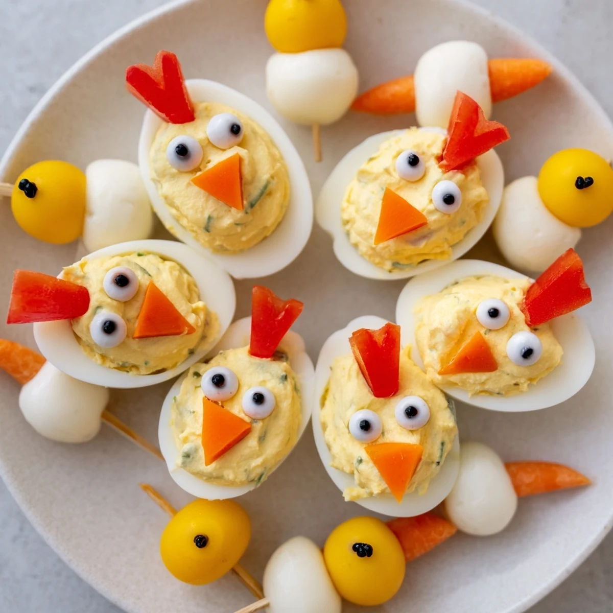 Creamy, savory Chick & Duckling Snacks, adorable bite-sized treats ready for your spring celebration.