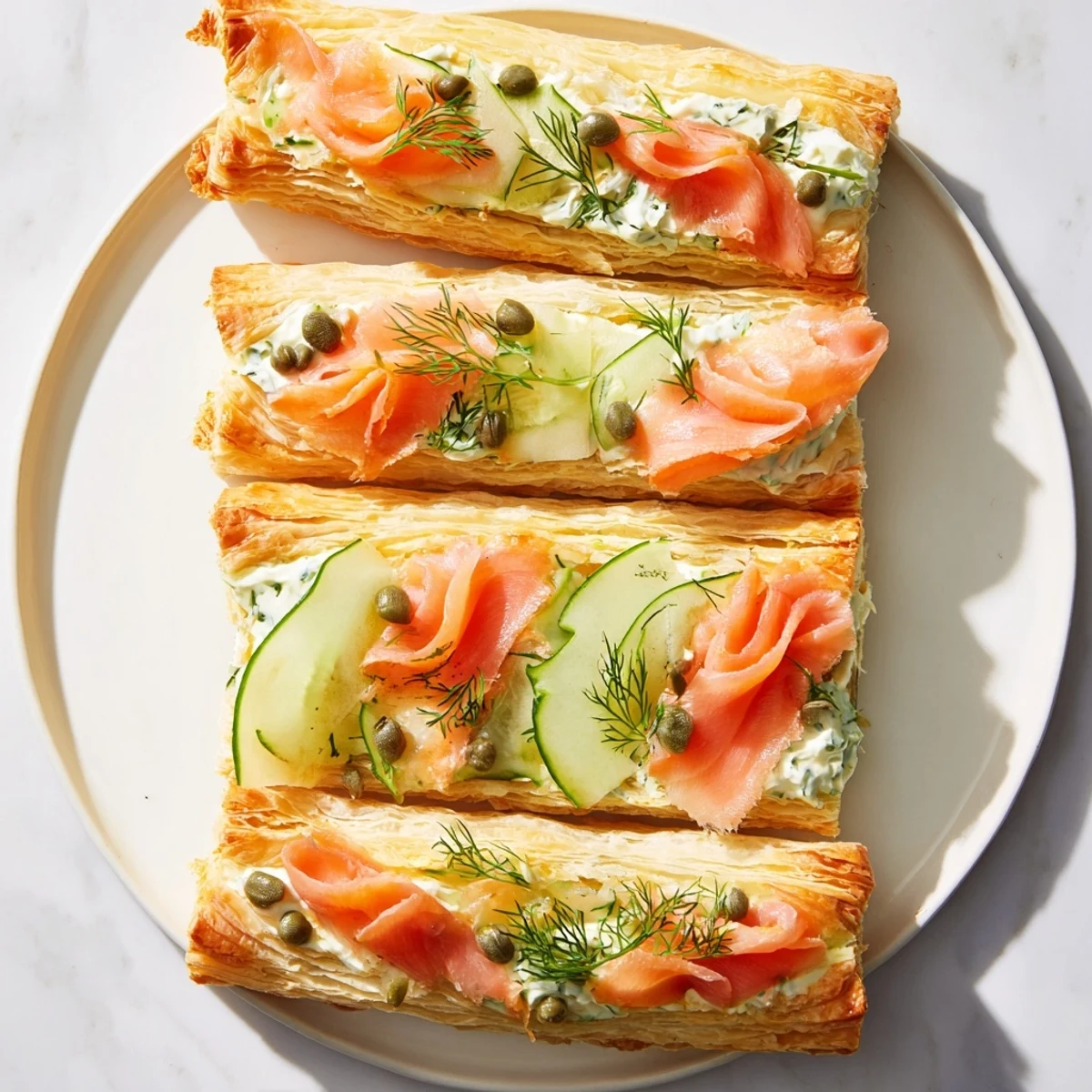 Glimpse the elegant Étoiles Filantes Assiette: golden puff pastry stars with smoked salmon.