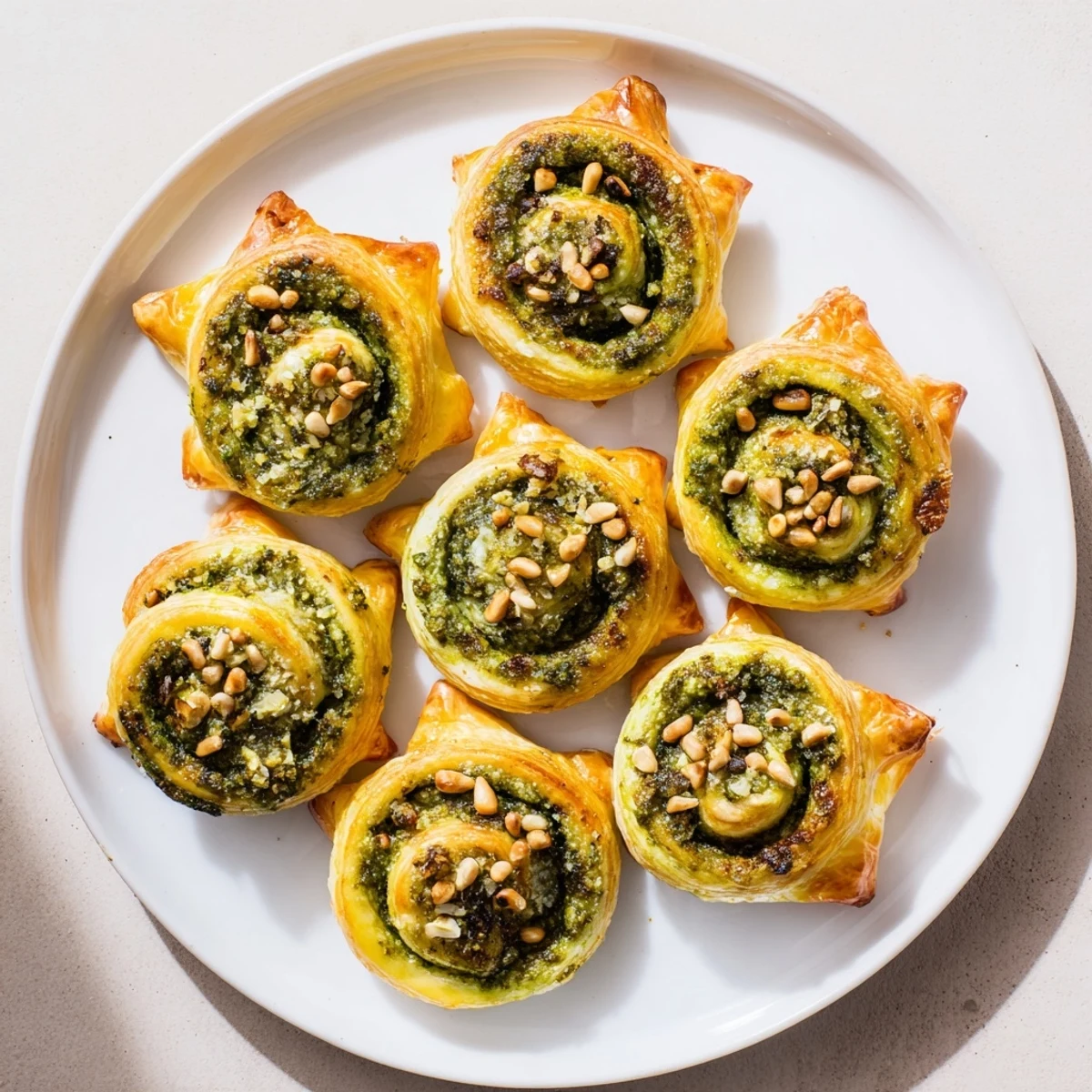 Imagine smelling the warm, cheesy aroma of Savory Bites: Star-Shaped Pesto Pinwheels, a tasty appetizer.