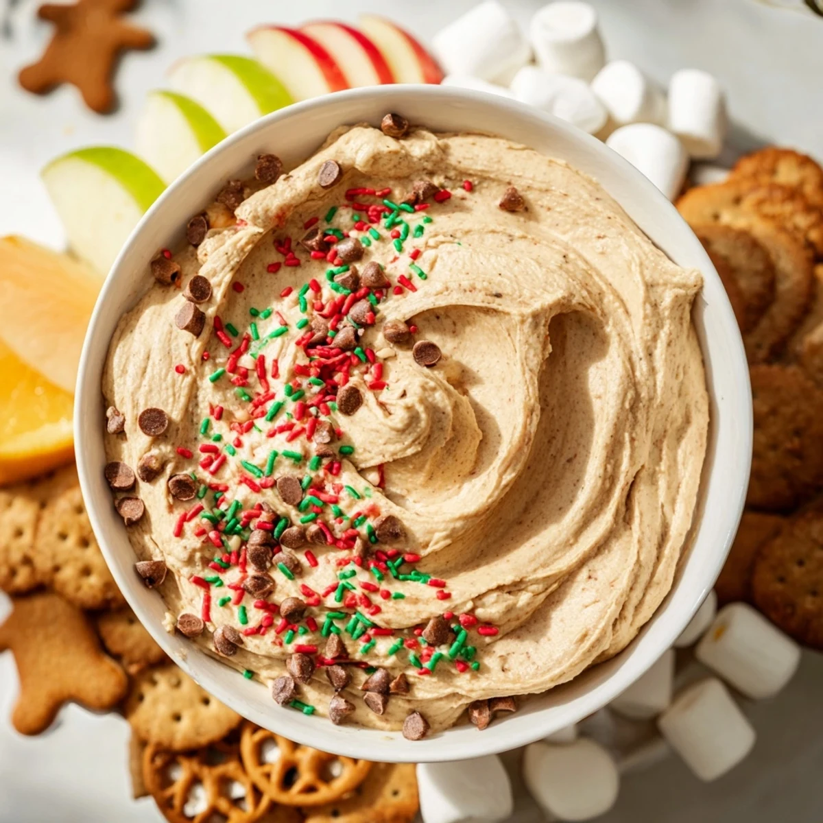 A beautiful, festive Gingerbread House Dip Board overflowing with cookies, pretzels, and apple slices.