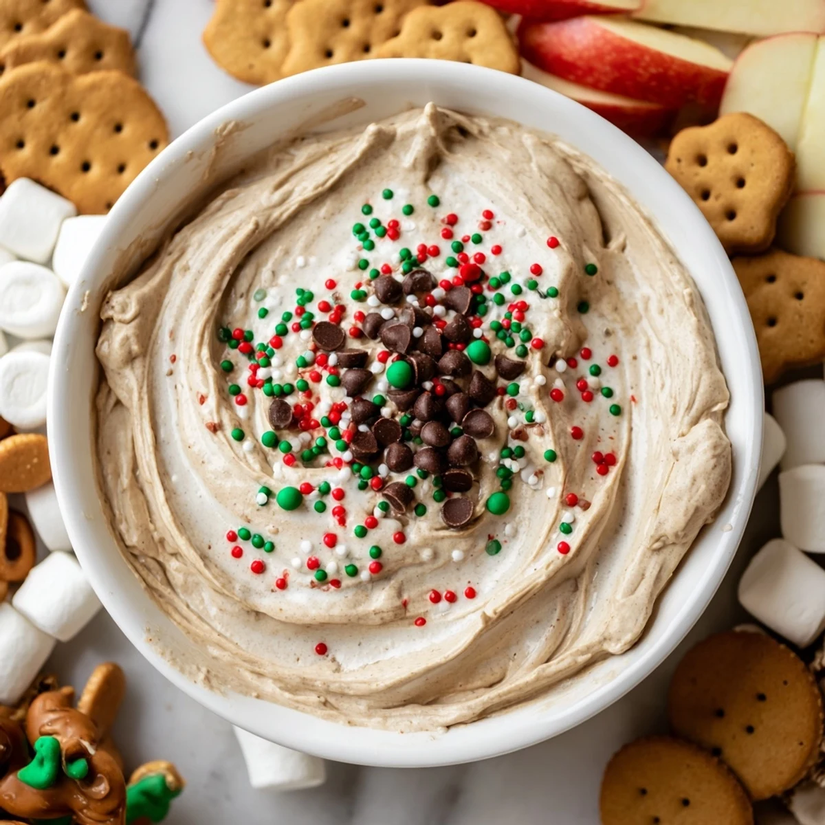 This inviting Gingerbread House Dip board features soft cream cheese dip ready for holiday snacking.