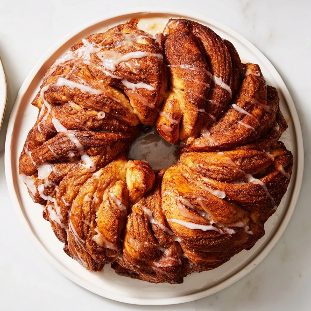 Golden-brown Cinnamon Swirl Christmas Tree Bread, swirled with cinnamon, perfect for holiday breakfasts.