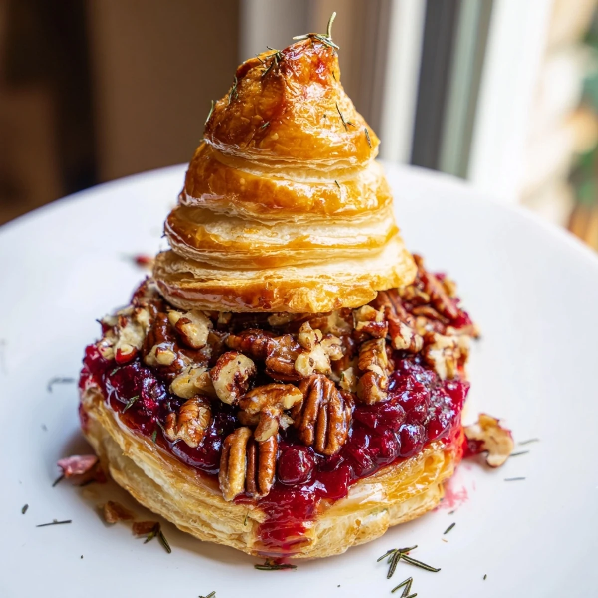 Flaky, baked Brie en Croûte Pine Tree, showcasing a beautiful holiday centerpiece, perfect with crackers.