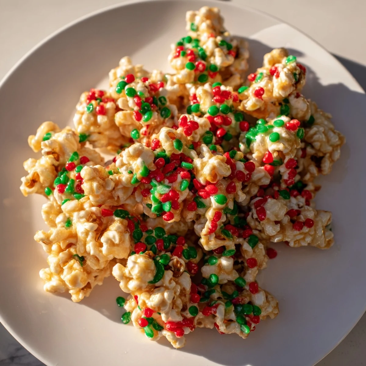 These colorful popcorn piles, made with a buttery glaze, look delightfully crunchy and sweet.