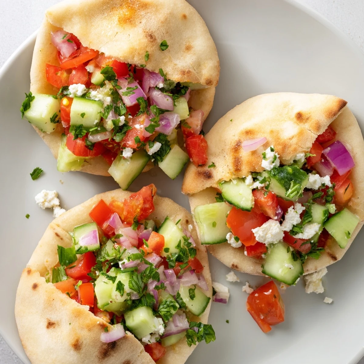 Enjoy a Mediterranean feast: imagine filling the mini pita pockets on this savory board with fresh ingredients.