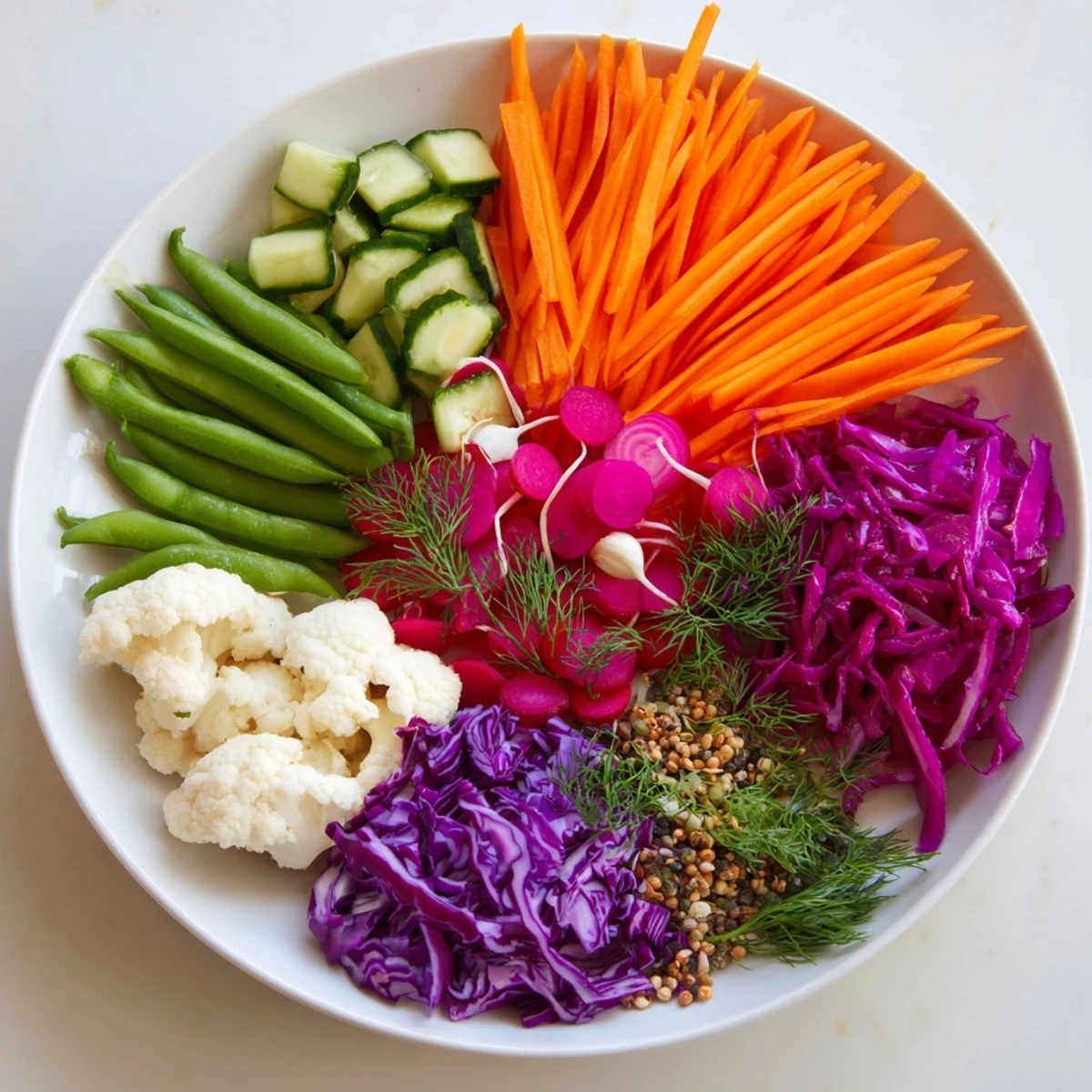 The Pickled & Fermented Feast presents a flavorful mix of vividly pickled vegetables alongside optional fermented options.