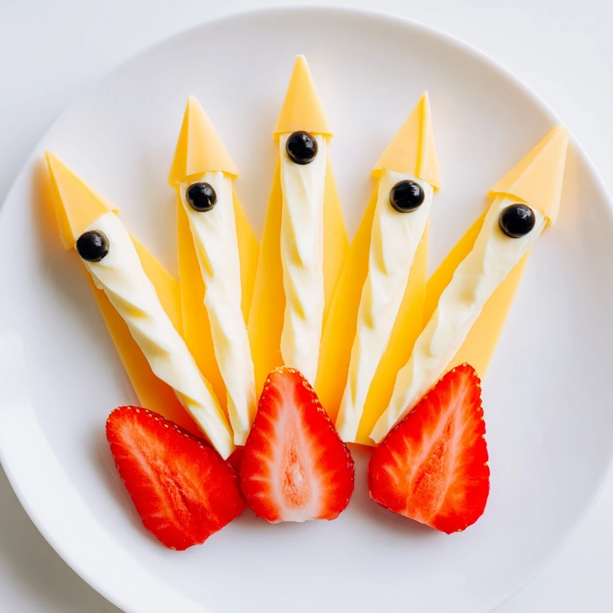 Fresh strawberries and sharp cheddar create a fun Retro Rocket snack, a delicious party appetizer.