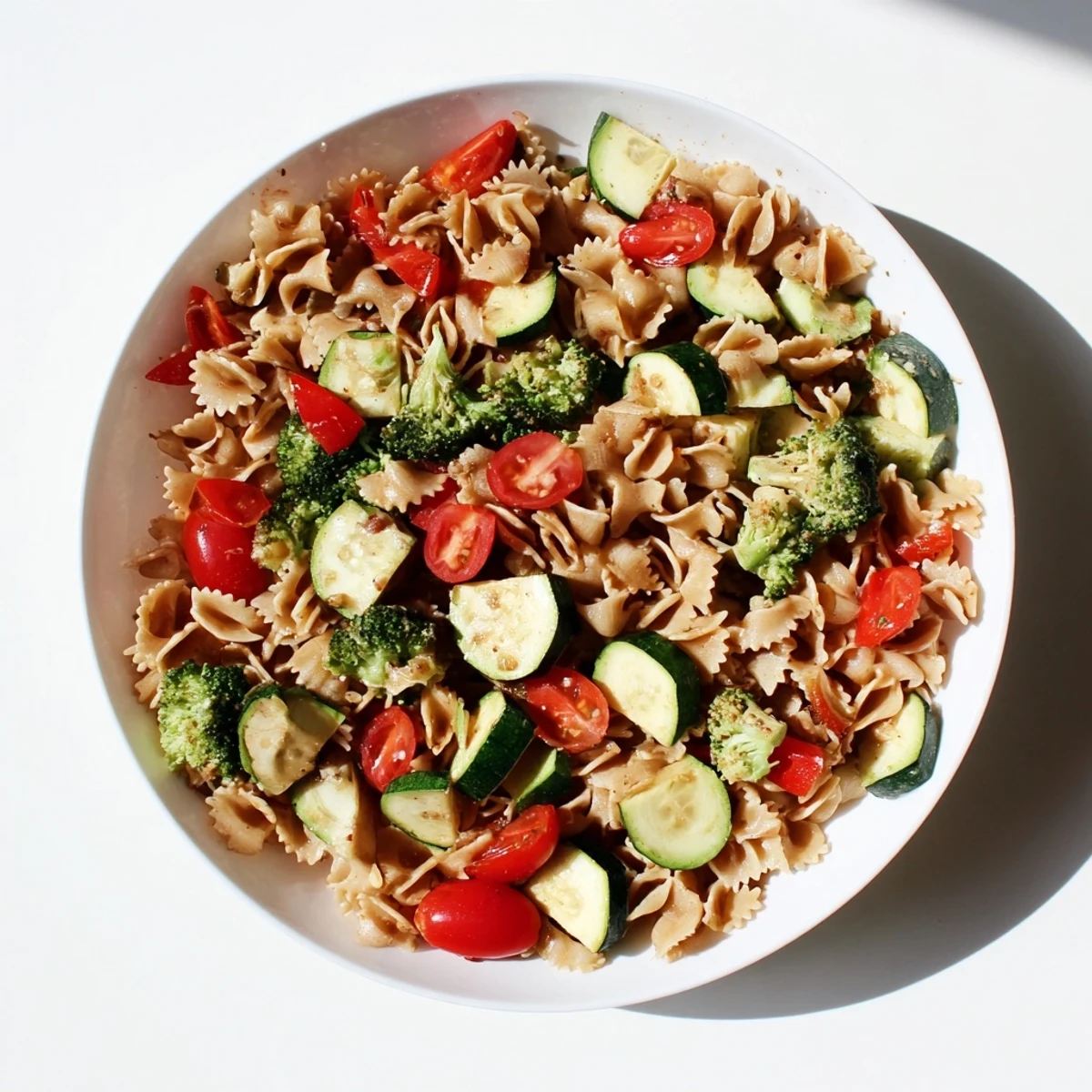 Tender air-fried vegetables tossed with ditalini pasta, a simple Italian-inspired meal, perfect for a quick dinner.