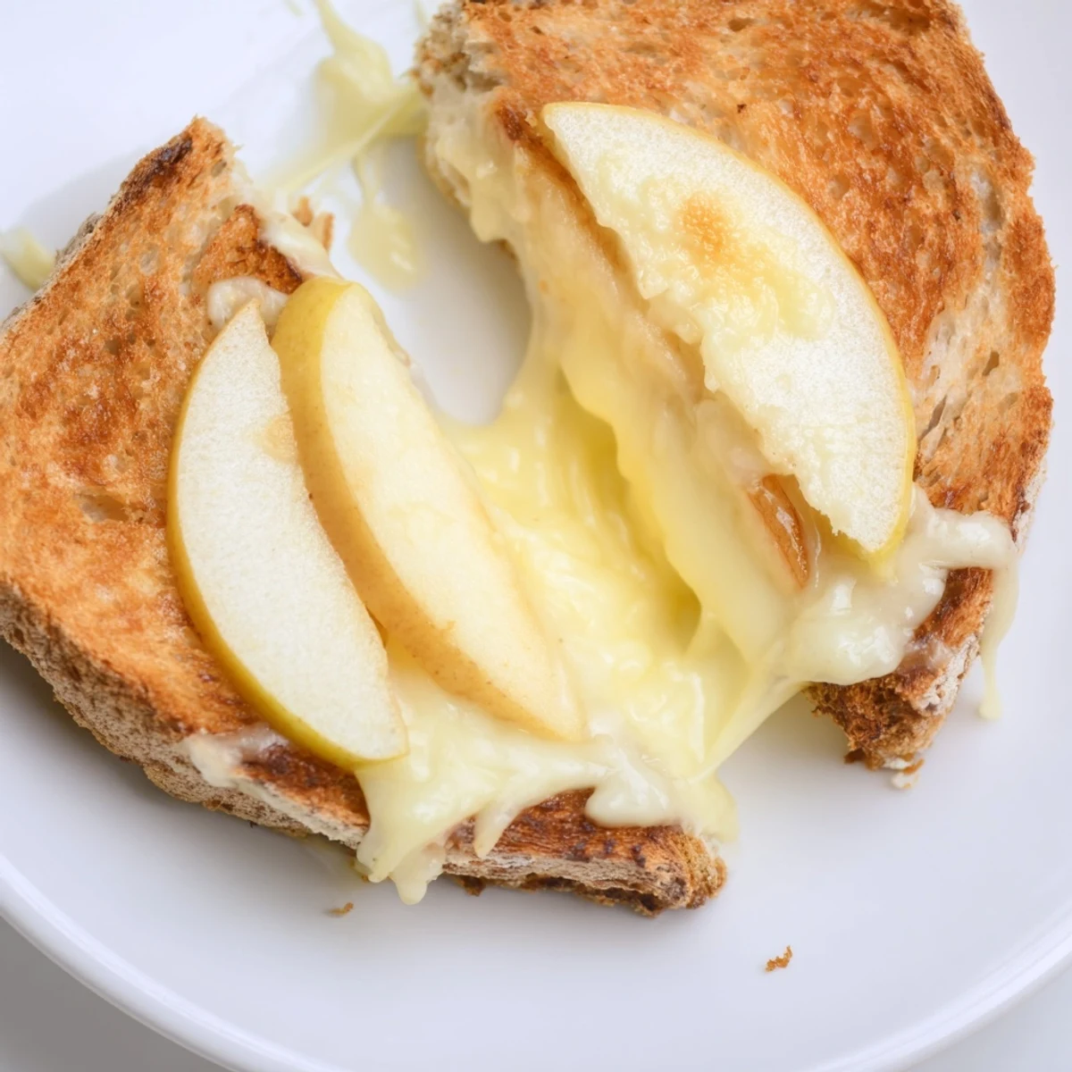Savory Smoked Gouda & Apple Grilled Cheese served on a rustic wooden cutting board, ready for a comforting lunch.