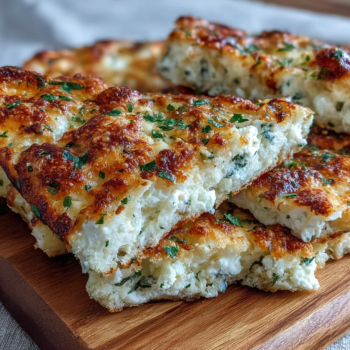 Golden-brown Fluffy Cottage Cheese Flatbread bubbling in a skillet, releasing hints of garlic and fresh herbs.