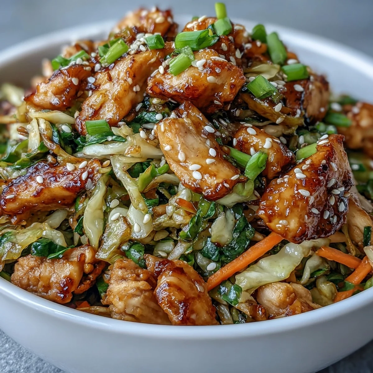 Topped with green onions and toasted sesame seeds, served alongside a small bowl of chili crisp.