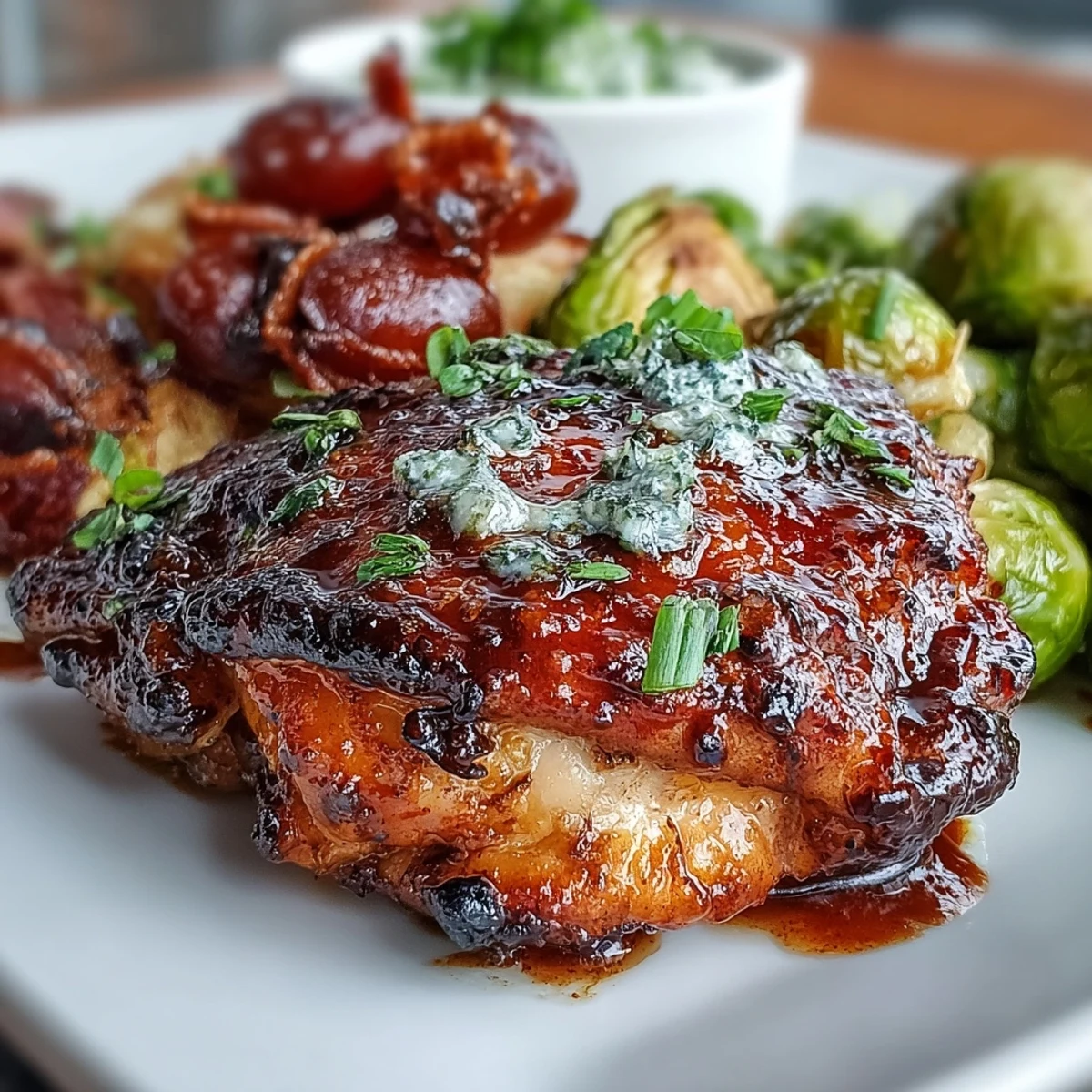 Sheet pan balsamic chicken with Brussels sprouts and grapes, roasted to perfection with a sweet and tangy glaze.  