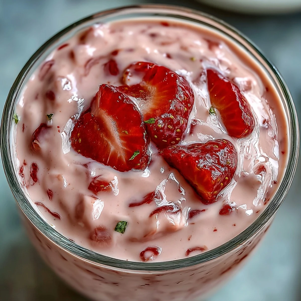 Creamy cottage cheese strawberry smoothie with fresh berries and a hint of vanilla, blended to perfection for a protein-packed breakfast.