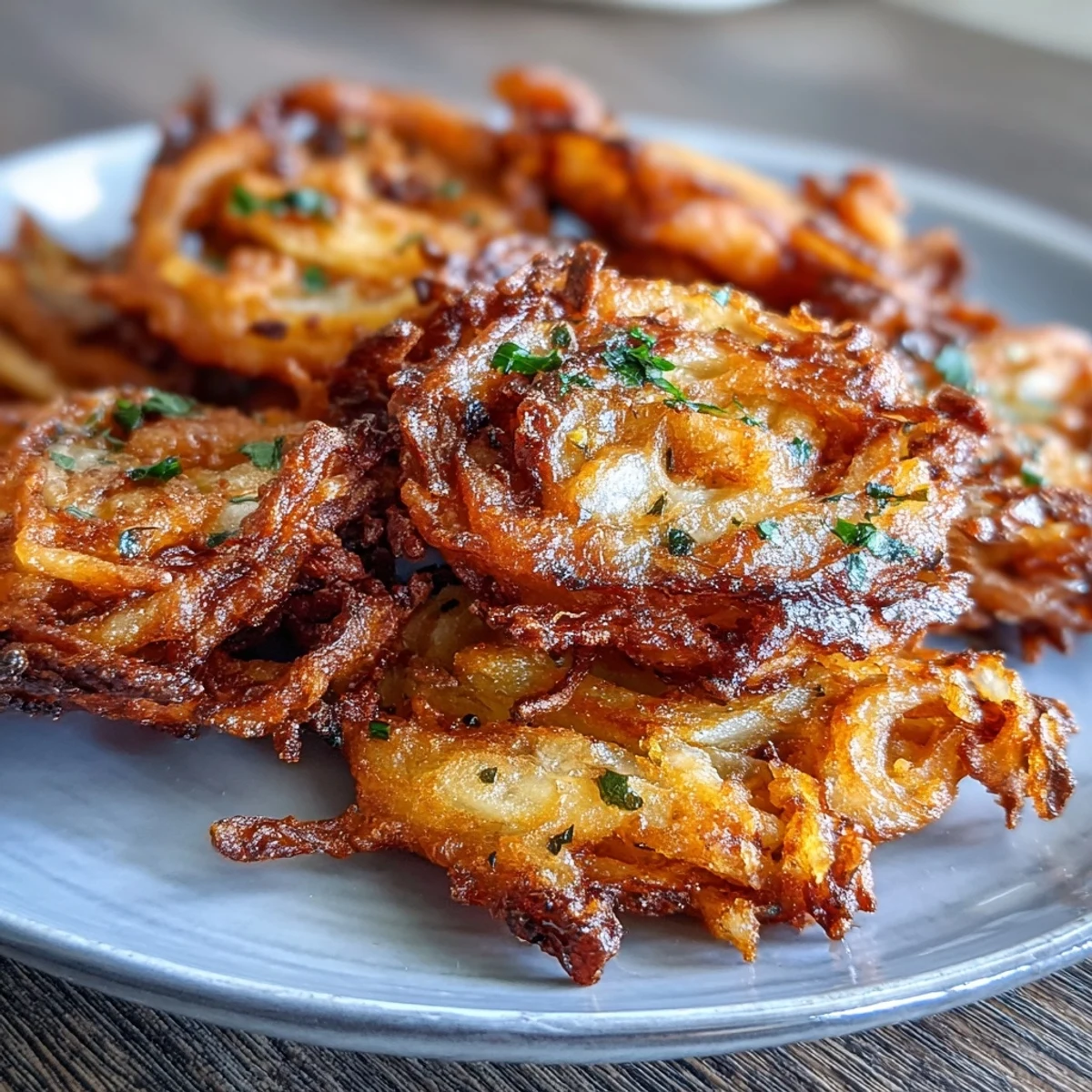 Crunchy air fryer onion bhaji with tender onions, seasoned with turmeric and cumin for bold flavor.