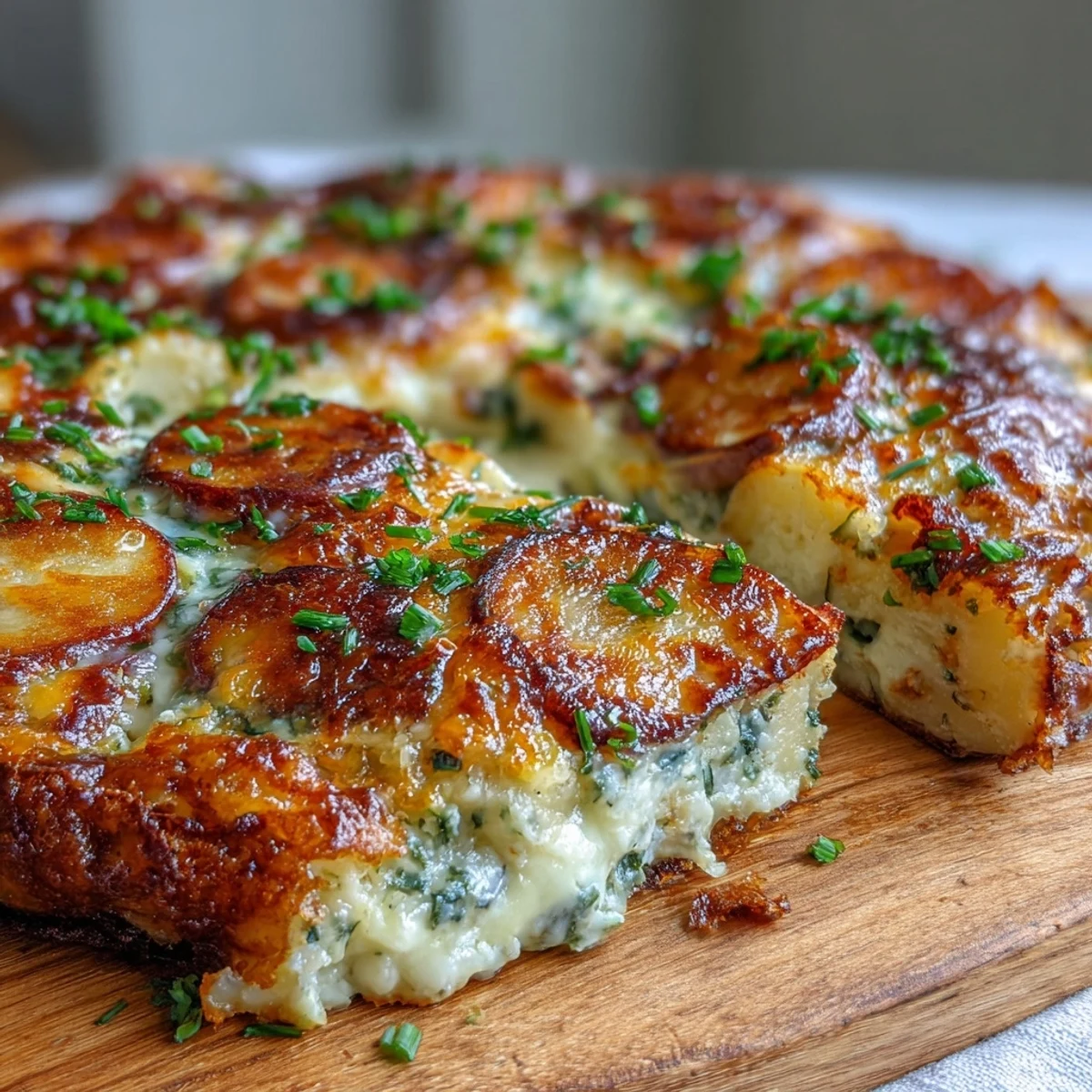 Fluffy egg frittata loaded with thinly sliced potatoes, vibrant spring onions, and rich cheddar cheese, baked until golden and irresistibly savory.