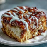 Comforting Apple Butter Cinnamon Roll Bake, a sweet breakfast casserole with warm spices.