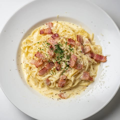 Creamy Instant Pot Carbonara Ramen, featuring perfectly cooked noodles and crispy bacon.