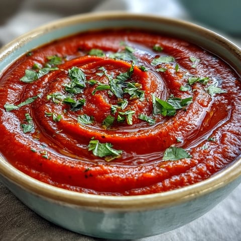 Roasted Red Pepper Soup in a rustic bowl, swirled with crème fraîche and fresh cilantro garnish.