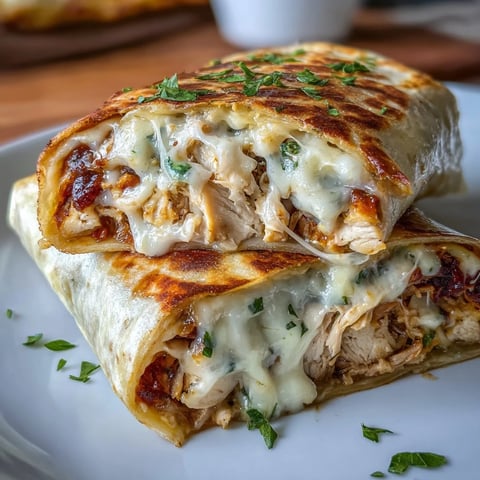 Low carb cheesy garlic chicken wraps with tender shredded chicken, melted mozzarella and cheddar, and fresh parsley in soft low-carb tortillas.