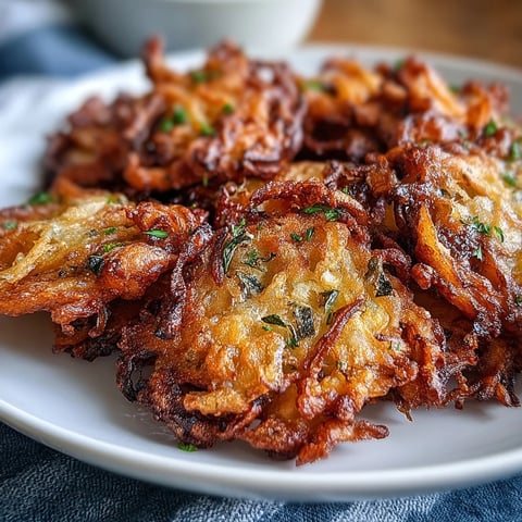 Crispy air fryer onion bhaji fritters with golden edges and aromatic Indian spices.  
