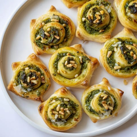 Freshly baked Savory Bites: Star-Shaped Pesto Pinwheels, with toasted pine nuts, are perfect for sharing.