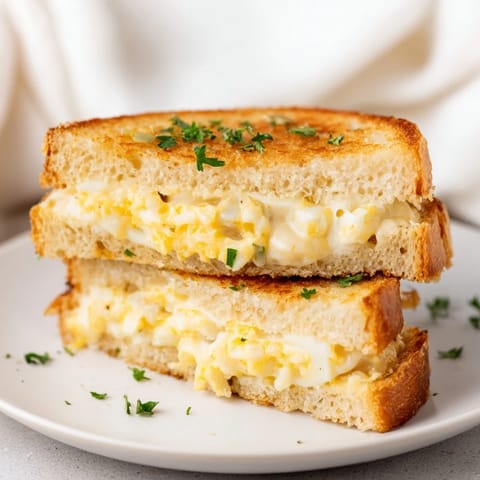 Close-up of a perfectly toasted Garlic Butter Mayo Grilled Cheese, cheese pull showing gooey mozzarella.