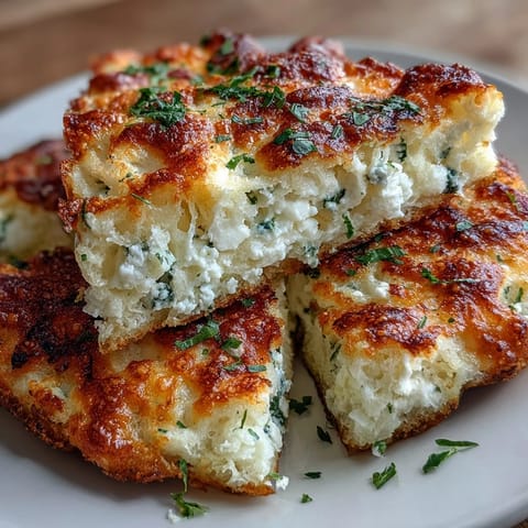 Warm, tender Fluffy Cottage Cheese Flatbread served alongside a creamy dip for lunch.