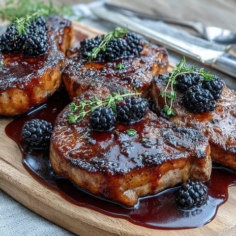 Bourbon Blackberry Pork Chops