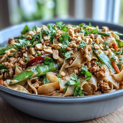 Creamy Thai-Inspired Peanut Noodle Bowls topped with roasted peanuts and fresh cilantro, served steaming in a rustic bowl.