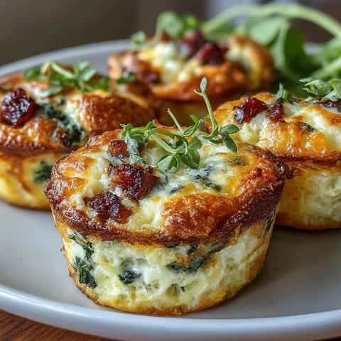 Fluffy cottage cheese egg bites packed with bell peppers and spinach, baked to golden perfection in a muffin tin.