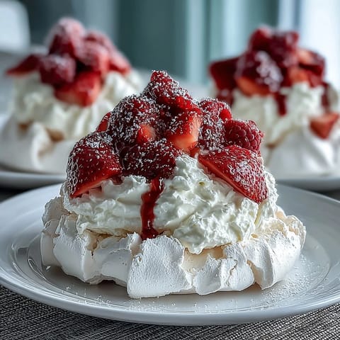 Mini Pavlovas Strawberries Cream