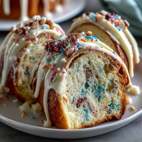 Whimsical Spring Funfetti Cake with pastel buttercream, bursting with colorful sprinkles and dreamy frosting swirls.