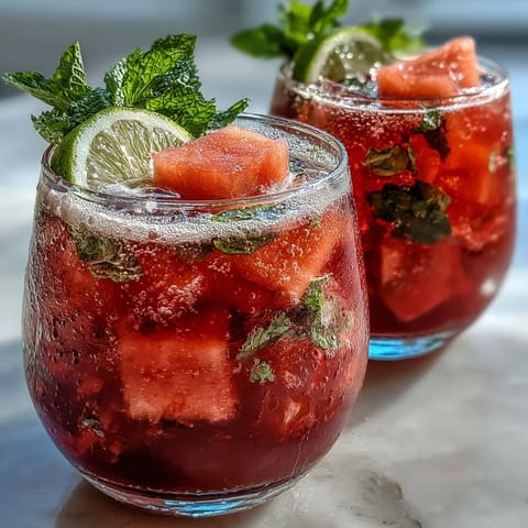 A vibrant glass of watermelon lime sparkling punch with fresh mint and lime slices, perfect for spring gatherings.