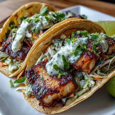 Fresh coconut lime grilled fish tacos with tender marinated fillets, zesty slaw, and creamy coconut lime crema in warm tortillas.  