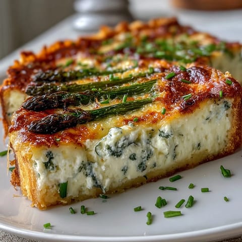 Asparagus Ricotta Tart with crisp golden puff pastry and tender roasted asparagus spears, perfect for a spring brunch or elegant appetizer.