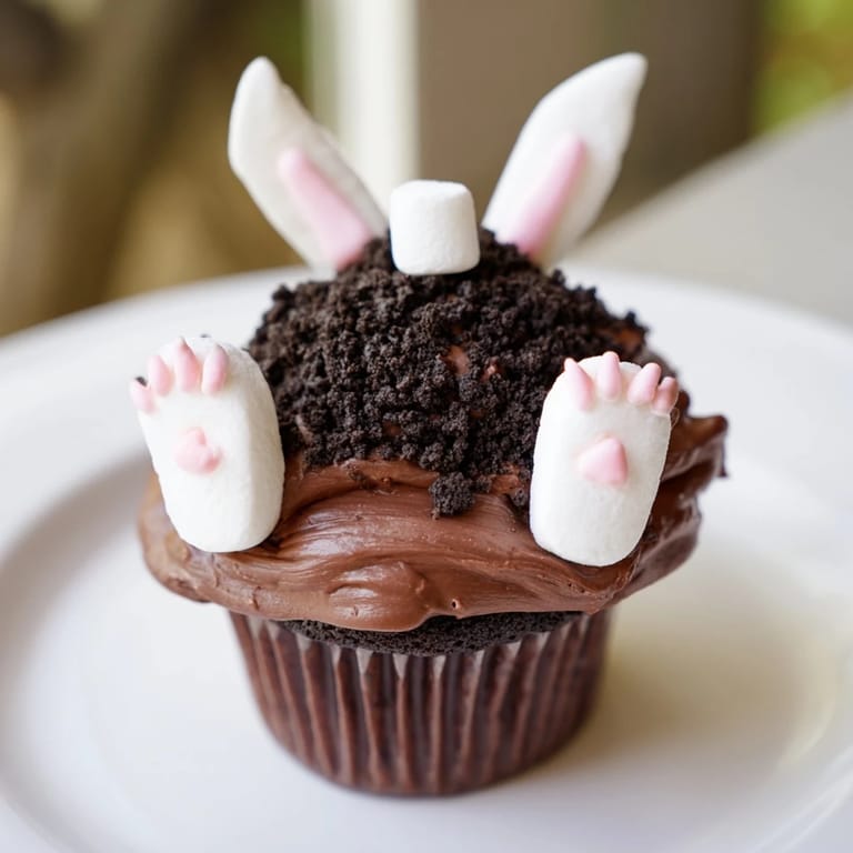 The playful Bunny Burrow Cupcake Tray presents whimsical, bite-sized chocolate cupcakes, perfect for any holiday.