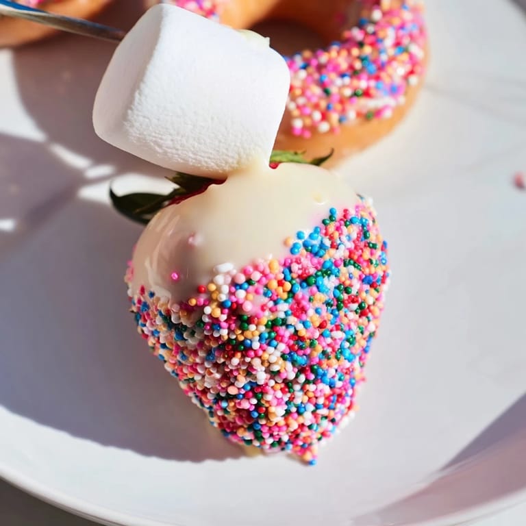 A vibrant Rainbow Sprinkle Party Board, loaded with chocolate-covered sweets and colorful toppings, ready to enjoy.