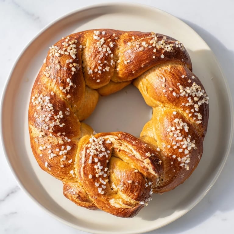 Freshly baked Bretzels Anneau de Fête offer a soft interior and a deliciously crusty exterior.