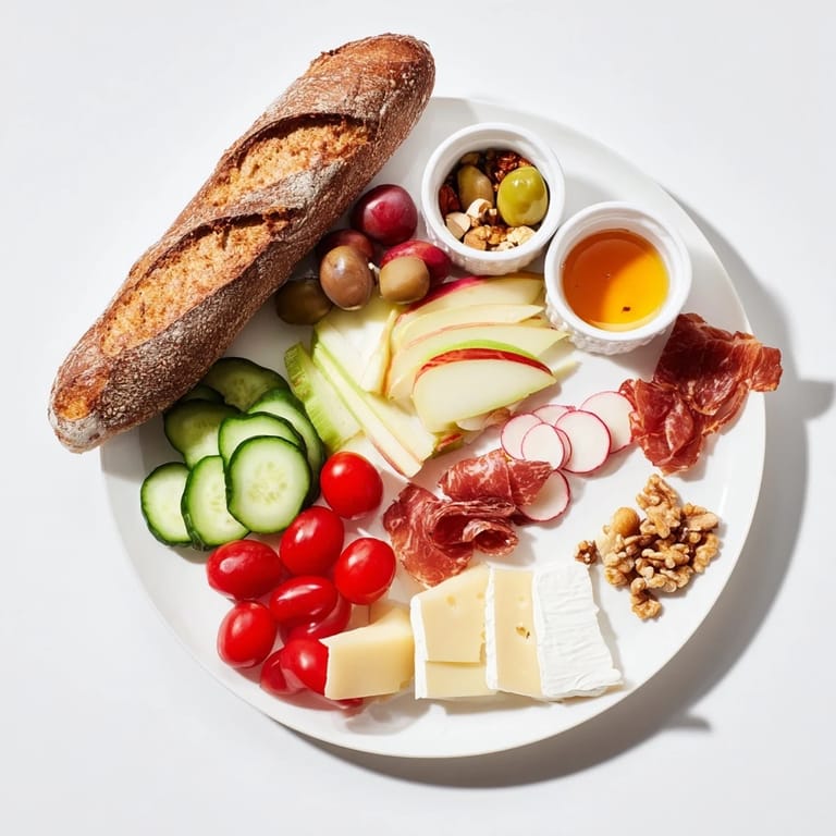 Enjoy a visually appealing Planche Montagne Aventure Collation, featuring rustic bread and delicious mountain honey right now.