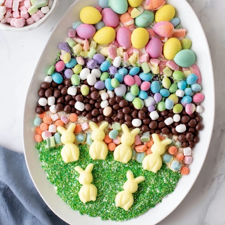 Imagine a delightful Egg-Shaped Candy Platter overflowing with treats; a perfect dessert for any party.