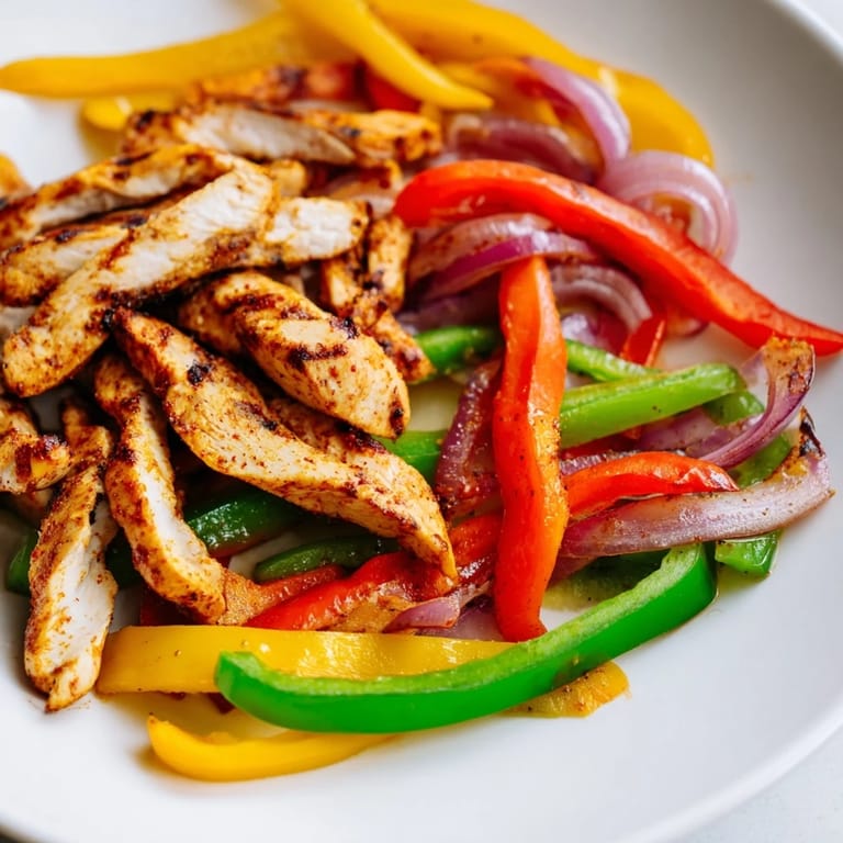 Golden-brown Sheet-Pan Chicken Fajitas, a flavorful Tex-Mex meal, featuring tender chicken and onions.