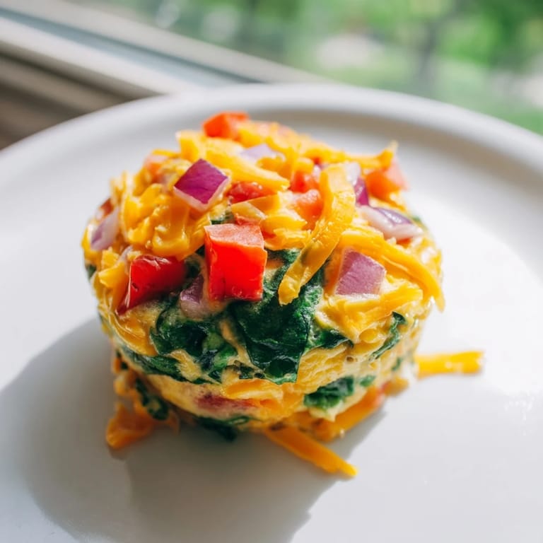 Savory veggie egg muffins with visible spinach and cheese; a quick, healthy breakfast or snack.