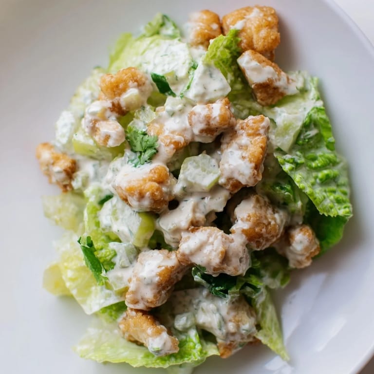 Spicy Jalapeño Ranch Chicken Salad with juicy grilled chicken, creamy dressing, and optional cheddar cheese served on a bed of greens.