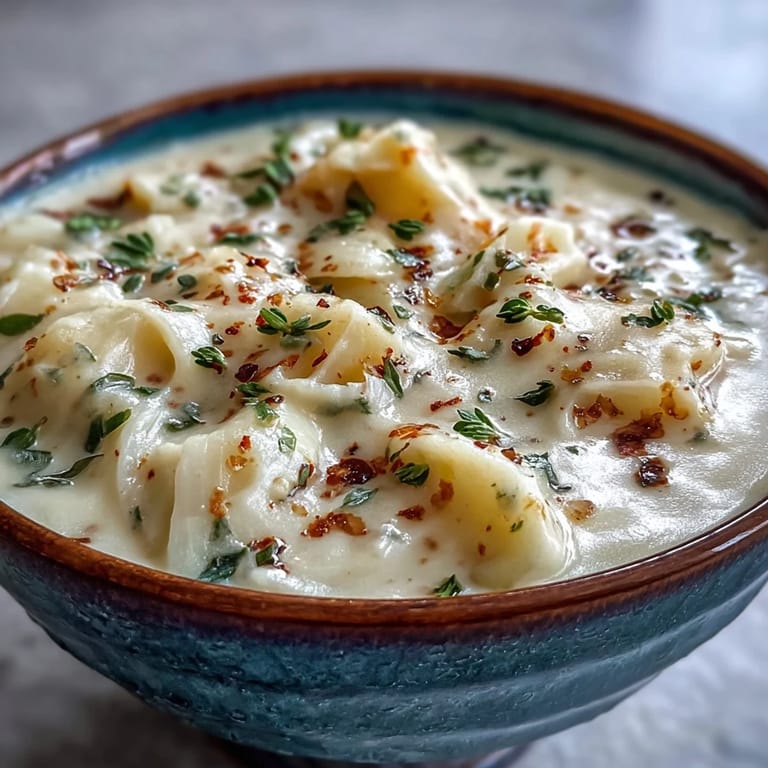 Vibrant Potato Leek Soup topped with crispy bacon bits for a savory finish.