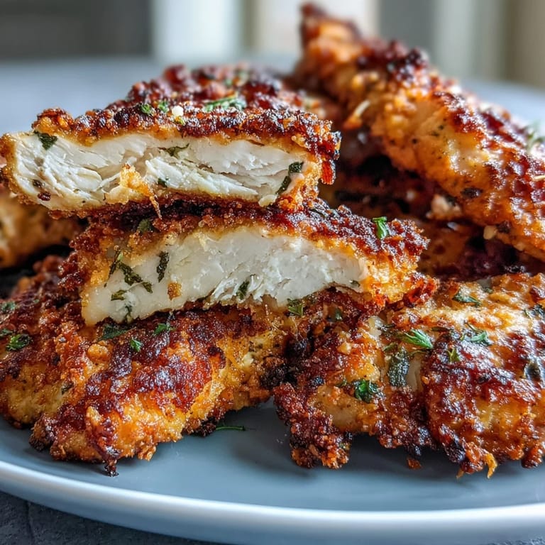 Juicy Air Fryer Chicken Strips on a platter with fresh salad and dipping sauce on the side.
