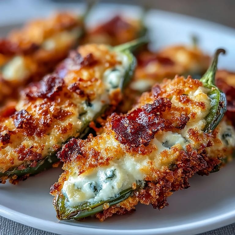Freshly cooked Air Fryer Jalapeño Poppers with melted cheddar and a golden, crunchy topping.